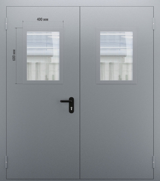 Двупольная противопожарная дымогазонепроницаемая дверь со стеклом ДПМО 02/60 (EIS 60) — №06 (NEW)